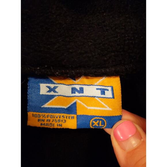 Vintage NEW ENGLAND PATRIOTS Black Fleece Pullover XL 1/4 Zip 90s NFL Retro - Picture 5 of 11